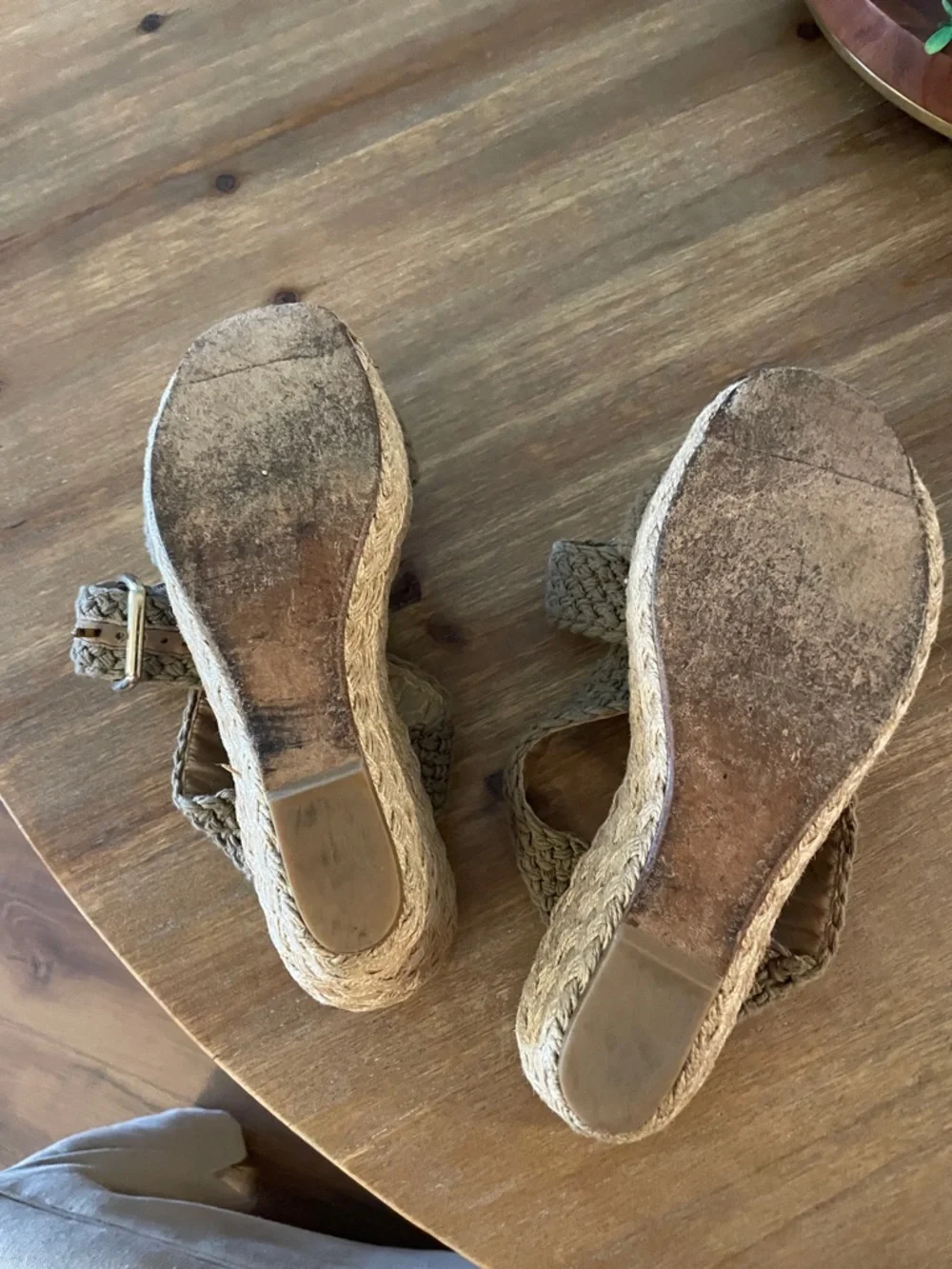Stuart Weitzman Braided Ankle-Strap Wedge Sandals in Taupe - Picture 3 of 4